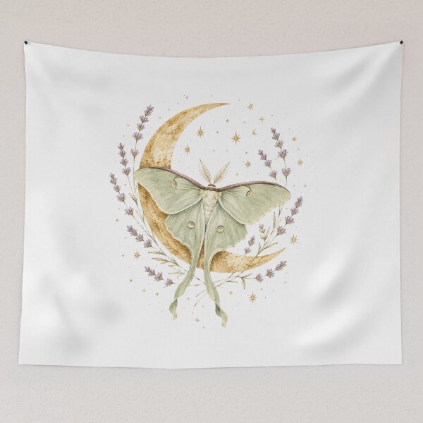 Item preview, Luna Moth and Crescent Moon — Celestial Cottage Witch Art designed and sold by DreamelleStudio.