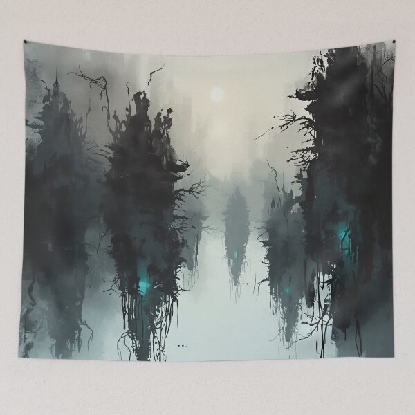 Item preview, Ink Wash Floating Mangrove Alien Sky Landscape designed and sold by Luminous Wilds.