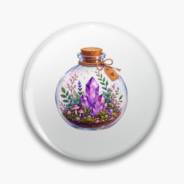 Item preview, Crystal Terrarium Bottle Sticker – Magical Fantasy Crystal Garden designed and sold by PopStickerLab22.