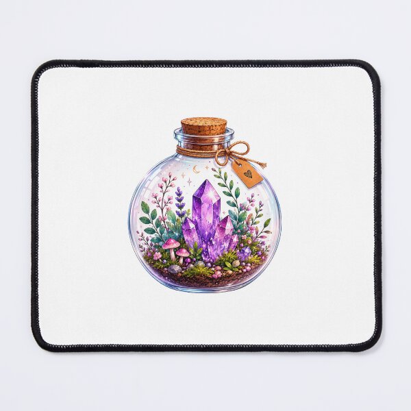 Item preview, Crystal Terrarium Bottle Sticker – Magical Fantasy Crystal Garden designed and sold by PopStickerLab22.