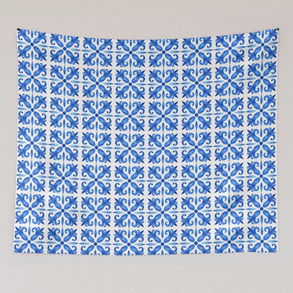 Item preview, Blue Watercolor Floral Pattern designed and sold by reanacreations.