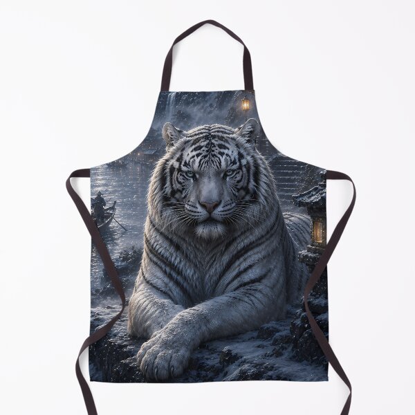 Item preview, Moonlit Harbor Guardian | White Tiger Fantasy Art | Lantern Harbor Landscape designed and sold by ManJiangHong.