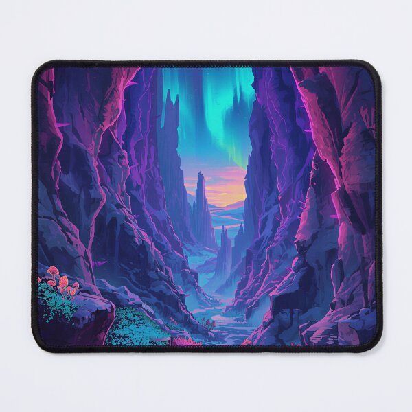 Item preview, Gouache Aurora Spine Canyon Alien Landscape designed and sold by Luminous Wilds.