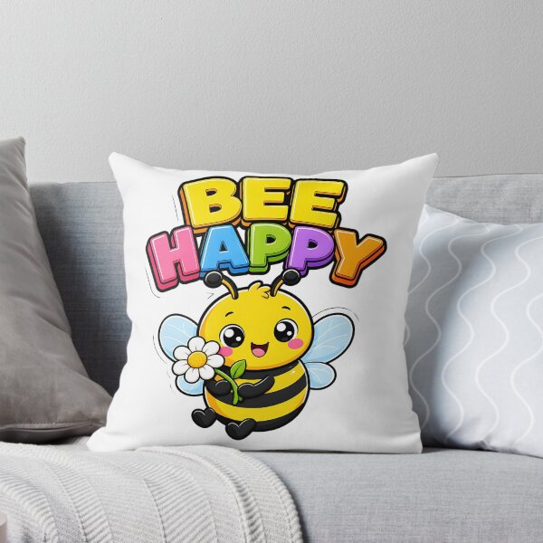 Artikelvorschau, Bee Happy Süße Biene mit Blume Kawaii Spruch entworfen und verkauft von BoosterShop.