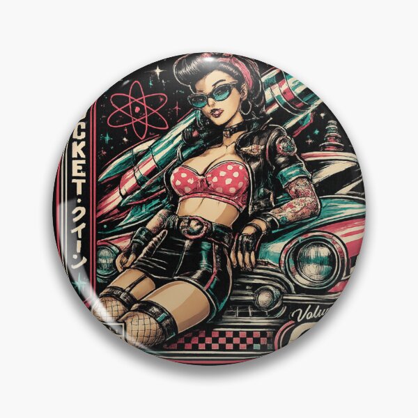 Item preview, Space Jets Rockabilly Future Retro Rocket Pin Up Design designed and sold by ObsidianUruk.