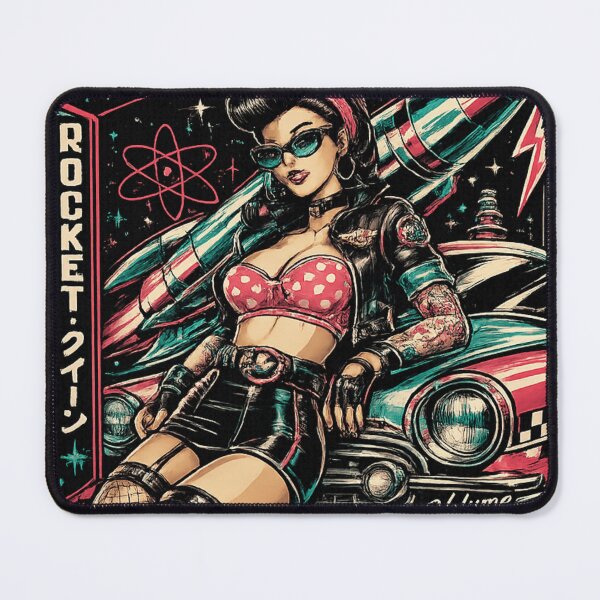 Item preview, Space Jets Rockabilly Future Retro Rocket Pin Up Design designed and sold by ObsidianUruk.