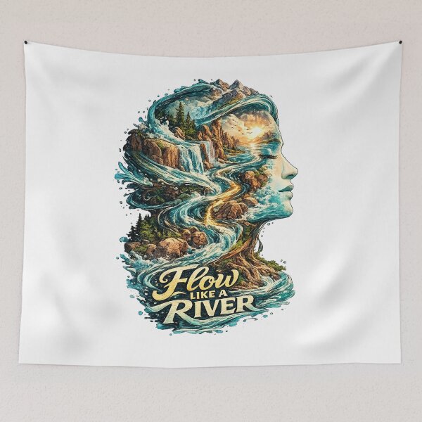 Item preview, Flow Like A River – Woman Nature Portrait designed and sold by NatureHarmony16.