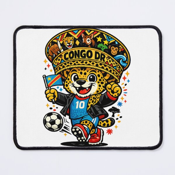 Item preview, Congo DRC Leopard Soccer football mascot | Congolese football fan gift designed and sold by Youngkev-arts.