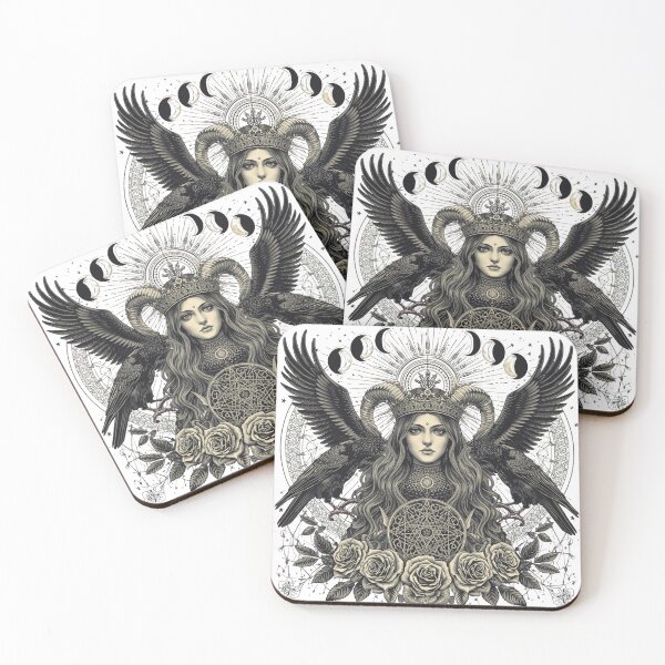 Item preview, Moon Goddess of the Ravens – Dark Gothic Occult Fantasy Art designed and sold by Vvmd.