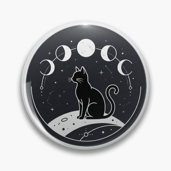 Item preview, Mystic Black Cat Moon Phases Sticker | Celestial Witchy Cat Aesthetic designed and sold by PopStickerLab22.