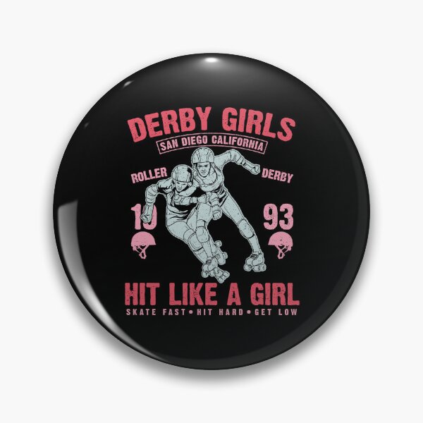Item preview, Vintage Roller Derby Girls San Diego California – Hit Like a Girl Feminist Skater Design designed and sold by StickerAndLove.