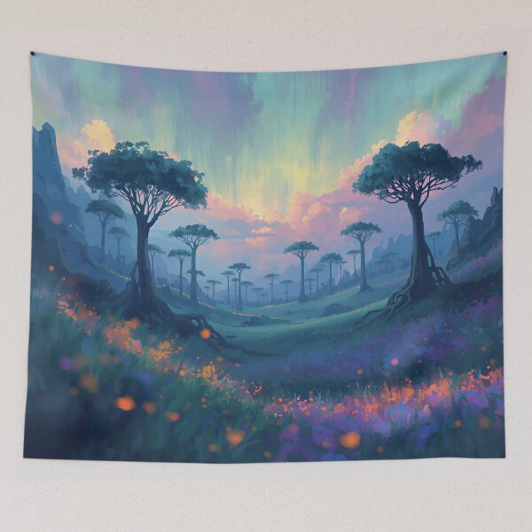 Item preview, Impressionist Skyroot Alien Fantasy Valley Landscape designed and sold by Luminous Wilds.