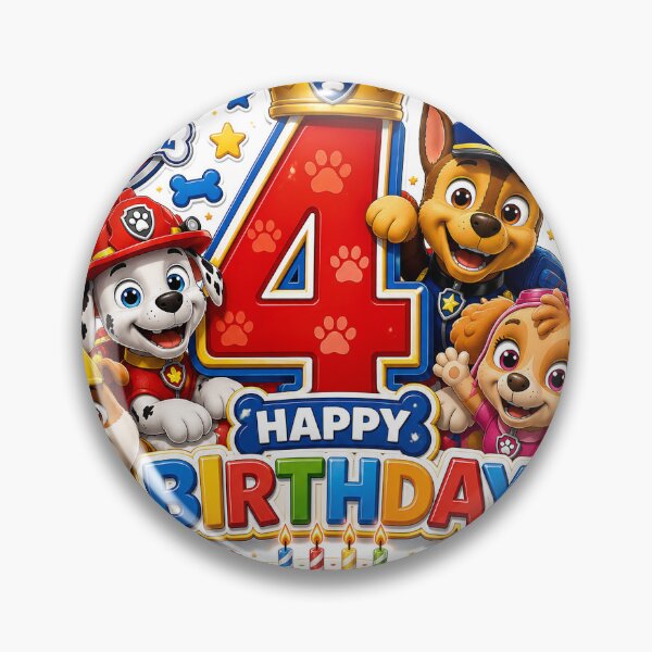 Item preview, Paw Patrol 4th Birthday Sticker | Cute Kids Birthday Party Design designed and sold by NorthernDk_art .