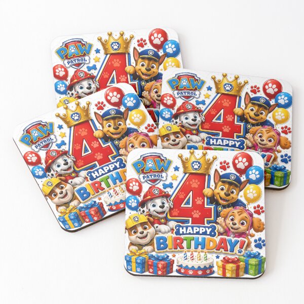 Item preview, Paw Patrol 4th Birthday Sticker | Cute Kids Birthday Party Design designed and sold by NorthernDk_art .