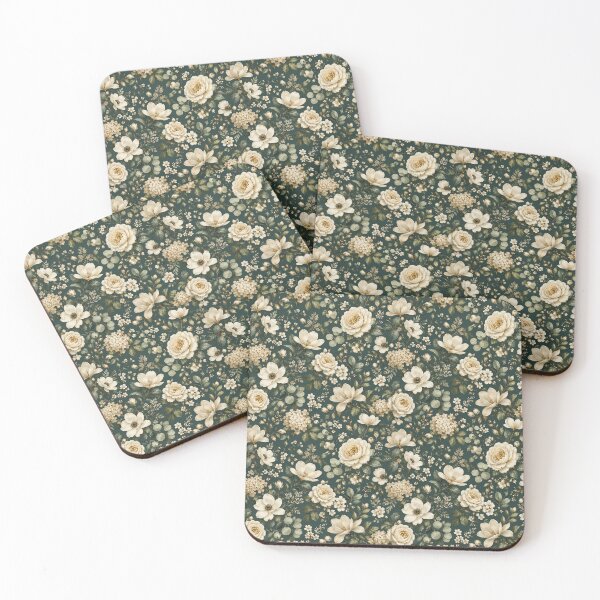 Item preview, Vintage Dark Floral Phone Case for Mom | Elegant Forest Green Botanical Journal for Teachers | Romantic Cream Rose Blanket for Grandma | Dark Academia Flower Tote Bag for Students designed and sold by VivaFy.