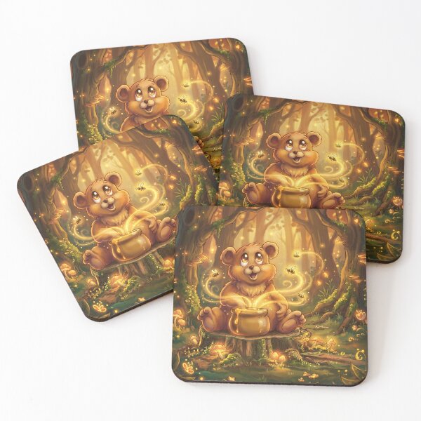 Item preview, Enchanted Forest Friends – Honey Bear & Bees designed and sold by NeonSpiritArt.