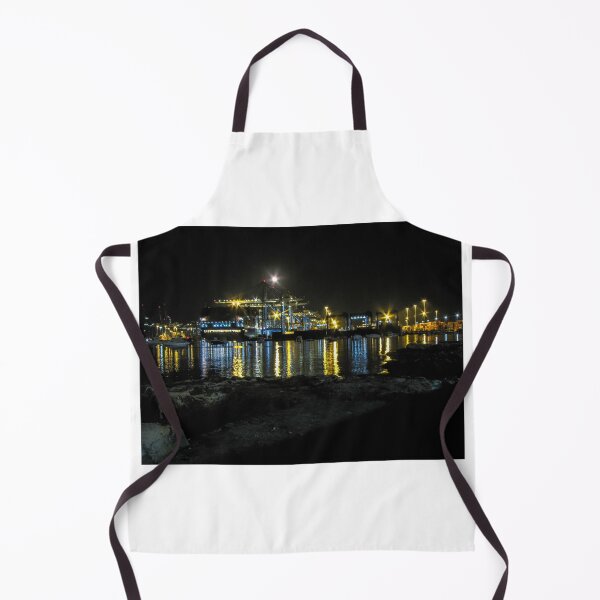 Item preview, Illuminated Cruise Ship Docked at Historic Harbor With Night Reflections and City Lights designed and sold by Nmallia.