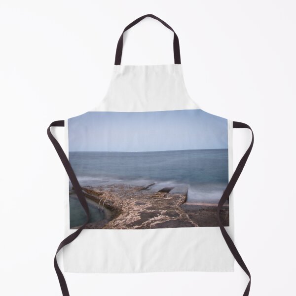 Item preview, Calm Rocky Coastline With Concrete Pier and Metal Ladder Overlooking Misty Sea at Twilight designed and sold by Nmallia.