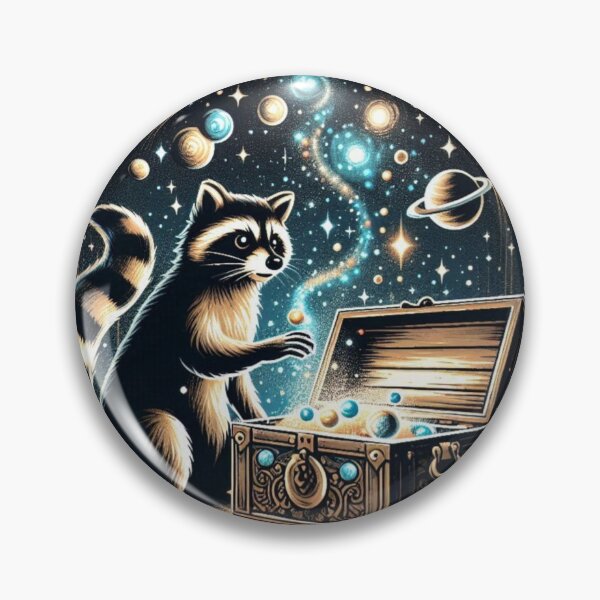 Item preview, Cosmic Treasure Keeper – Raccoon and the Universe Chest designed and sold by Dogandesighn.