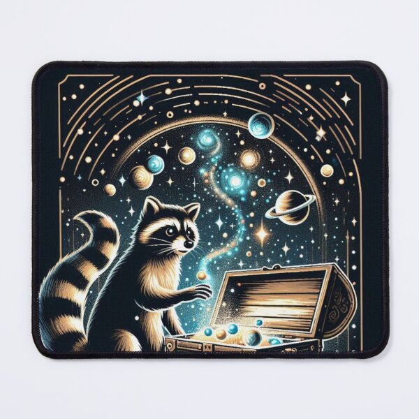 Item preview, Cosmic Treasure Keeper – Raccoon and the Universe Chest designed and sold by Dogandesighn.