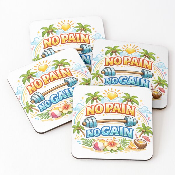 Item preview, No Pain No Gain Tropical Summer Fitness Design designed and sold by JoeyBlackLabel.