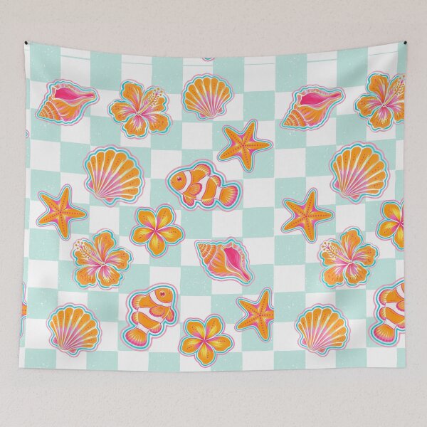 Item preview, Tropical Paradise Collection – Vibrant Coastal Art with Flowers, Shells & Clownfish designed and sold by vitag.