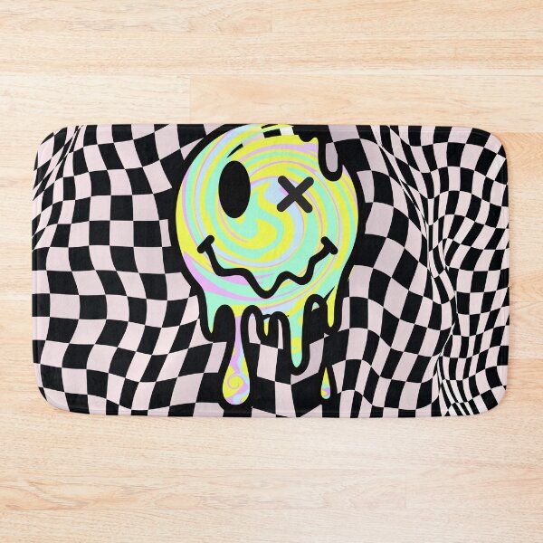 Item preview, Melting Trippy Smiley Face Warped Checkerboard designed and sold by Side By Side Studio.