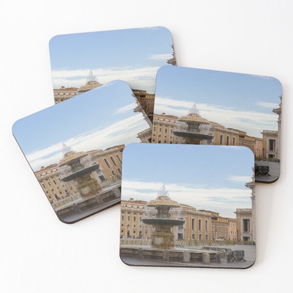 Item preview, Fountain in St Peters Square at the Vatican City With Historic Architecture and Tourists in Rome designed and sold by Nmallia.