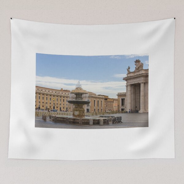 Item preview, Fountain in St Peters Square at the Vatican City With Historic Architecture and Tourists in Rome designed and sold by Nmallia.