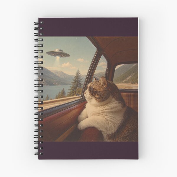 Item preview, Retro UFO Road Trip Cat – Vintage 70s Space Traveler Feline Looking Out Car Window designed and sold by HOUSE OF TIST.