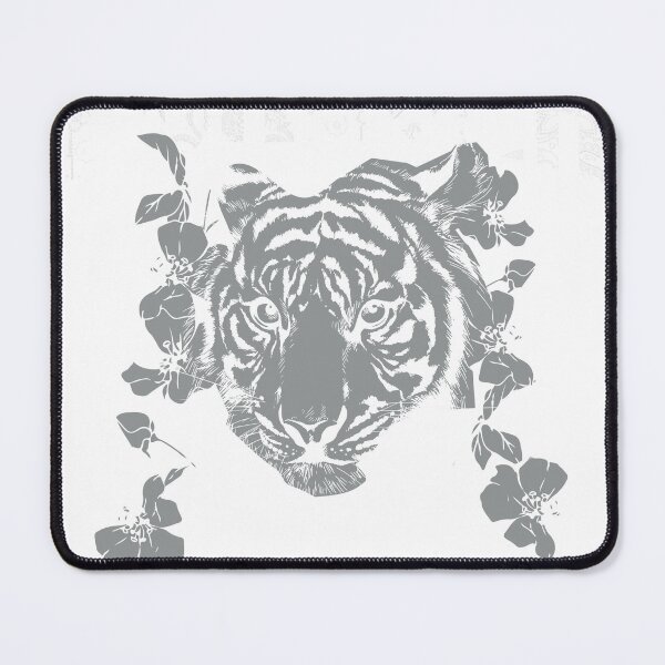 Item preview, Forever Tiger Paisley Floral Monochrome Wild Cat T-Shirt designed and sold by Atique Creations.