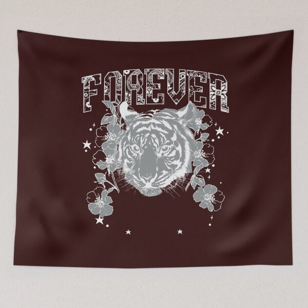 Item preview, Forever Tiger Paisley Floral Monochrome Wild Cat T-Shirt designed and sold by Atique Creations.