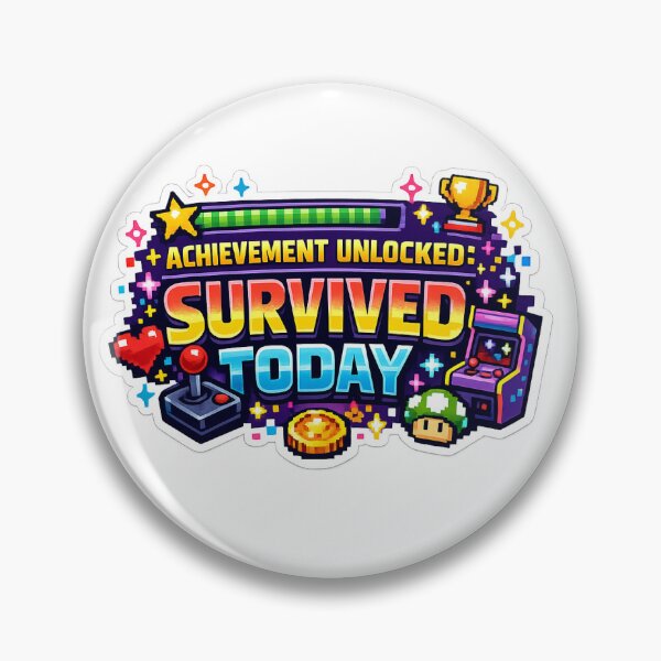 Item preview, Achievement Unlocked Survived Today Sticker | Funny Gamer Meme | Retro Pixel Art Gaming Sticker | Introvert Humor Gift designed and sold by UniqYou.