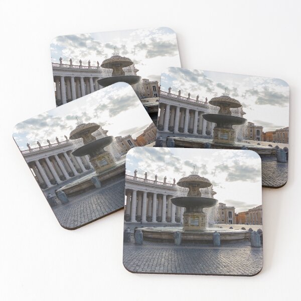 Item preview, Historic Fountain at St. Peter's Square With Colonnade Statues Under a Blue Sky designed and sold by Nmallia.