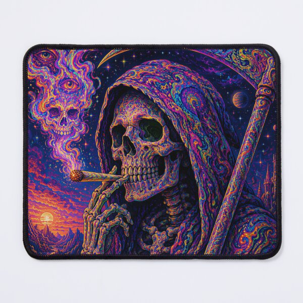 Item preview, Psychedelic Grim Reaper Smoking A Joint designed and sold by hyperbeast store.