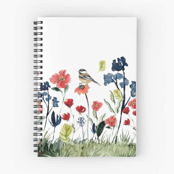 Item preview, ​Watercolor Wildflower Meadow with Chickadee Bird designed and sold by Tranquilityyy.