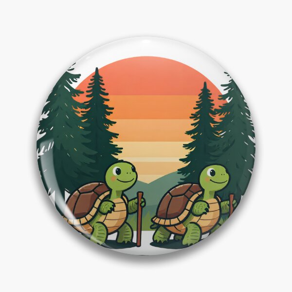 Item preview, No Rush Turtles Hiking At Sunset Through Pine Forest designed and sold by LinaDesign Store.