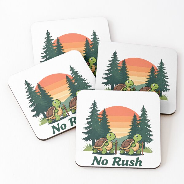 Item preview, No Rush Turtles Hiking At Sunset Through Pine Forest designed and sold by LinaDesign Store.