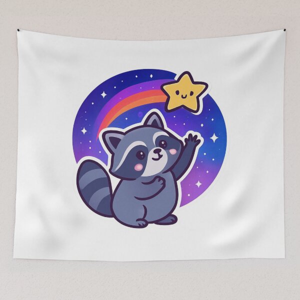 Item preview, Catch Your Chance Raccoon - Space Kawaii Sticker designed and sold by foryouandyours.