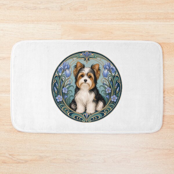 Item preview, Art Nouveau Biewer Terrier Dog Floral Portrait designed and sold by AntiqueImages.