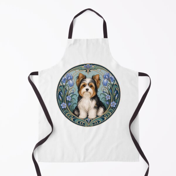 Item preview, Art Nouveau Biewer Terrier Dog Floral Portrait designed and sold by AntiqueImages.