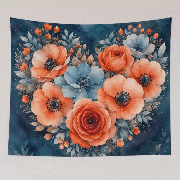 Item preview, Hearts 4 - Coral & Blue Floral Dream designed and sold by NikaNavi.