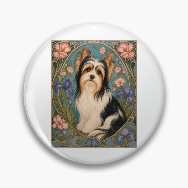 Item preview, Biewer Terrier Dog Art Nouveau Floral Design designed and sold by AntiqueImages.