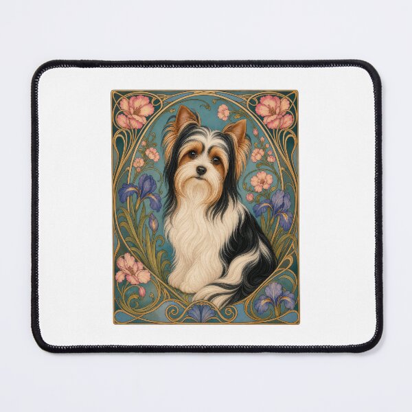 Item preview, Biewer Terrier Dog Art Nouveau Floral Design designed and sold by AntiqueImages.