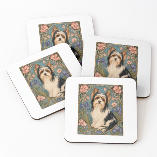 Item preview, Biewer Terrier Dog Art Nouveau Floral Design designed and sold by AntiqueImages.