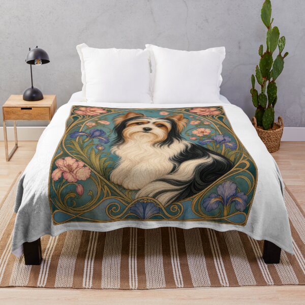 Item preview, Biewer Terrier Dog Art Nouveau Floral Design designed and sold by AntiqueImages.