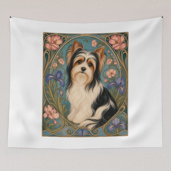 Item preview, Biewer Terrier Dog Art Nouveau Floral Design designed and sold by AntiqueImages.