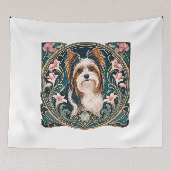 Item preview, Biewer Terrier Dog Art Nouveau Floral designed and sold by AntiqueImages.