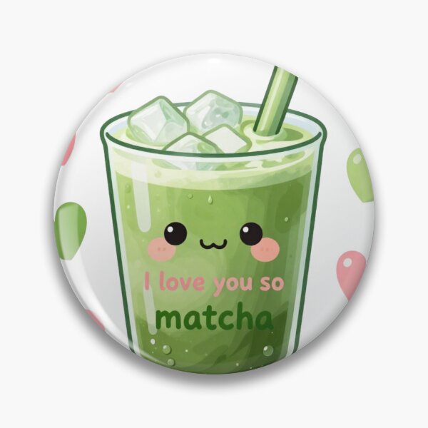 Item preview, Cute Kawaii Iced Matcha Latte With Hearts And "I Love You So Matcha" Slogan designed and sold by LinaDesign Store.