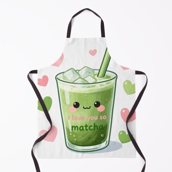 Item preview, Cute Kawaii Iced Matcha Latte With Hearts And "I Love You So Matcha" Slogan designed and sold by LinaDesign Store.